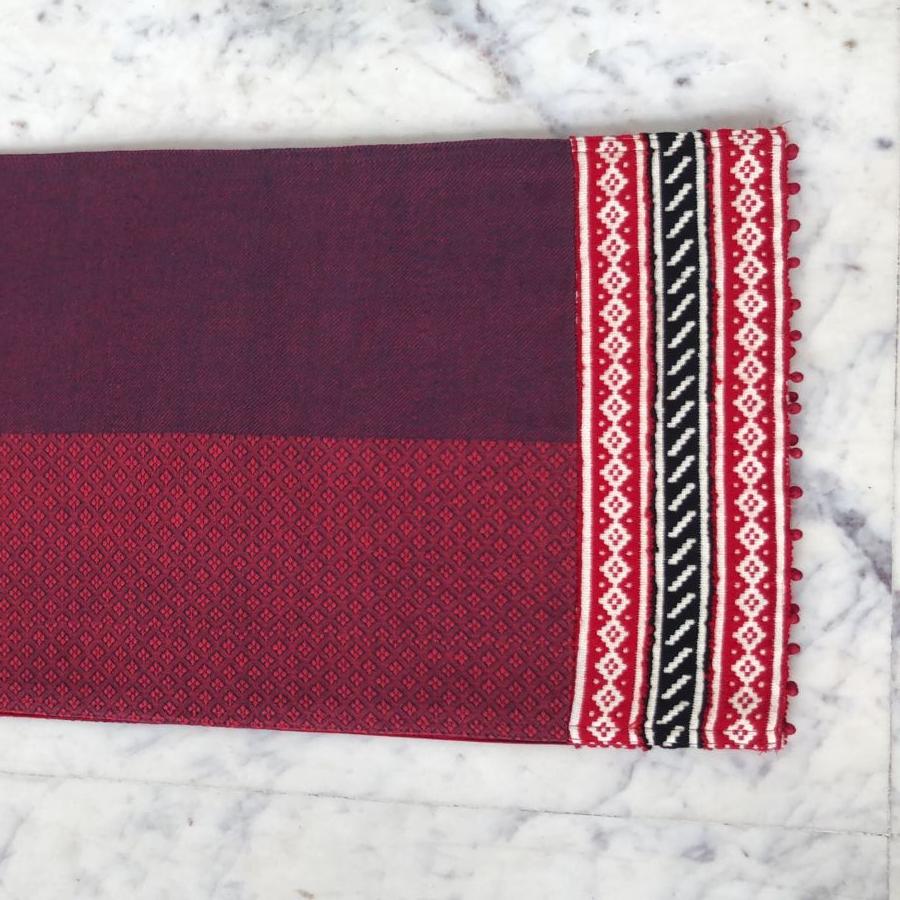 Hand Woven Runners with Embroidered Borders, Red Color