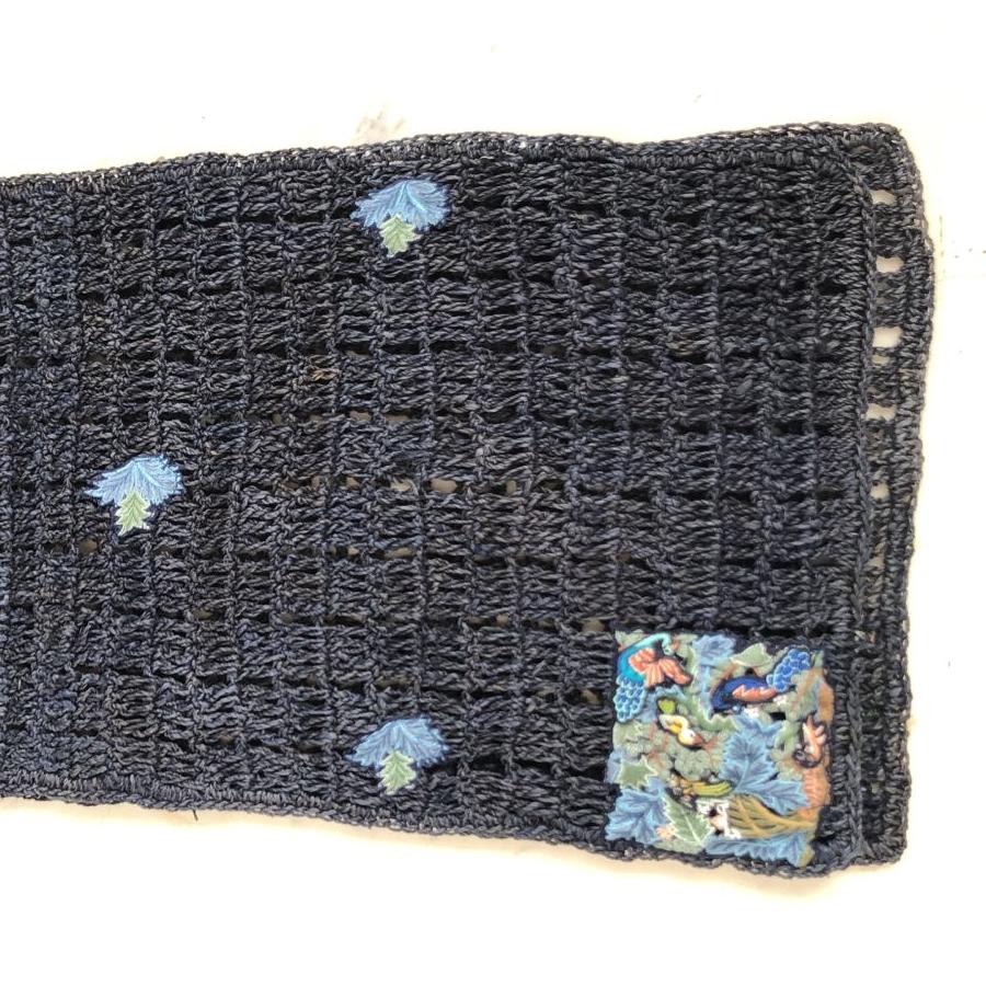 Banana Fiber Runner with Embroidery. Blue Color