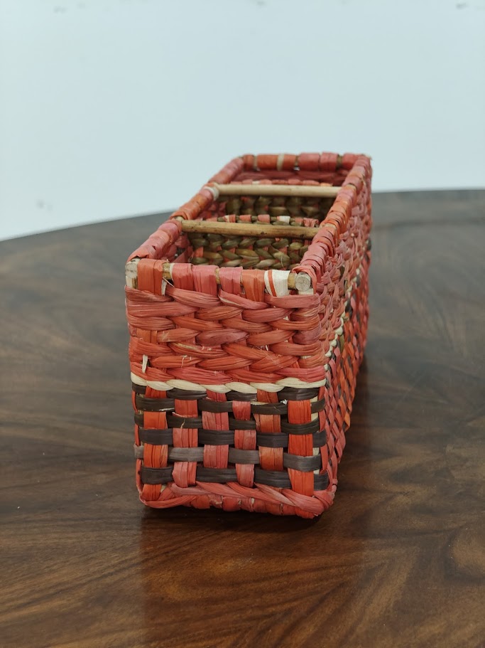 Water Reed Cutlery Stand (Brown & Orange Color)