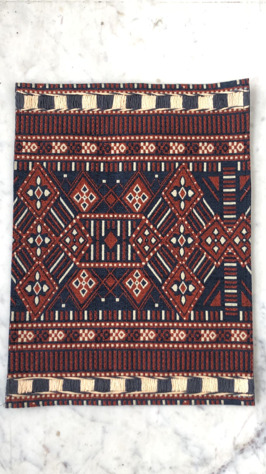 Handloom Placemats (Maroon Print with Embroidery with Black & Cream)