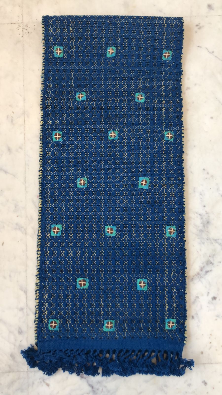 Runner (An experiment using Biodegradable Materials! Enhanced with Embroidery) Blue Color
