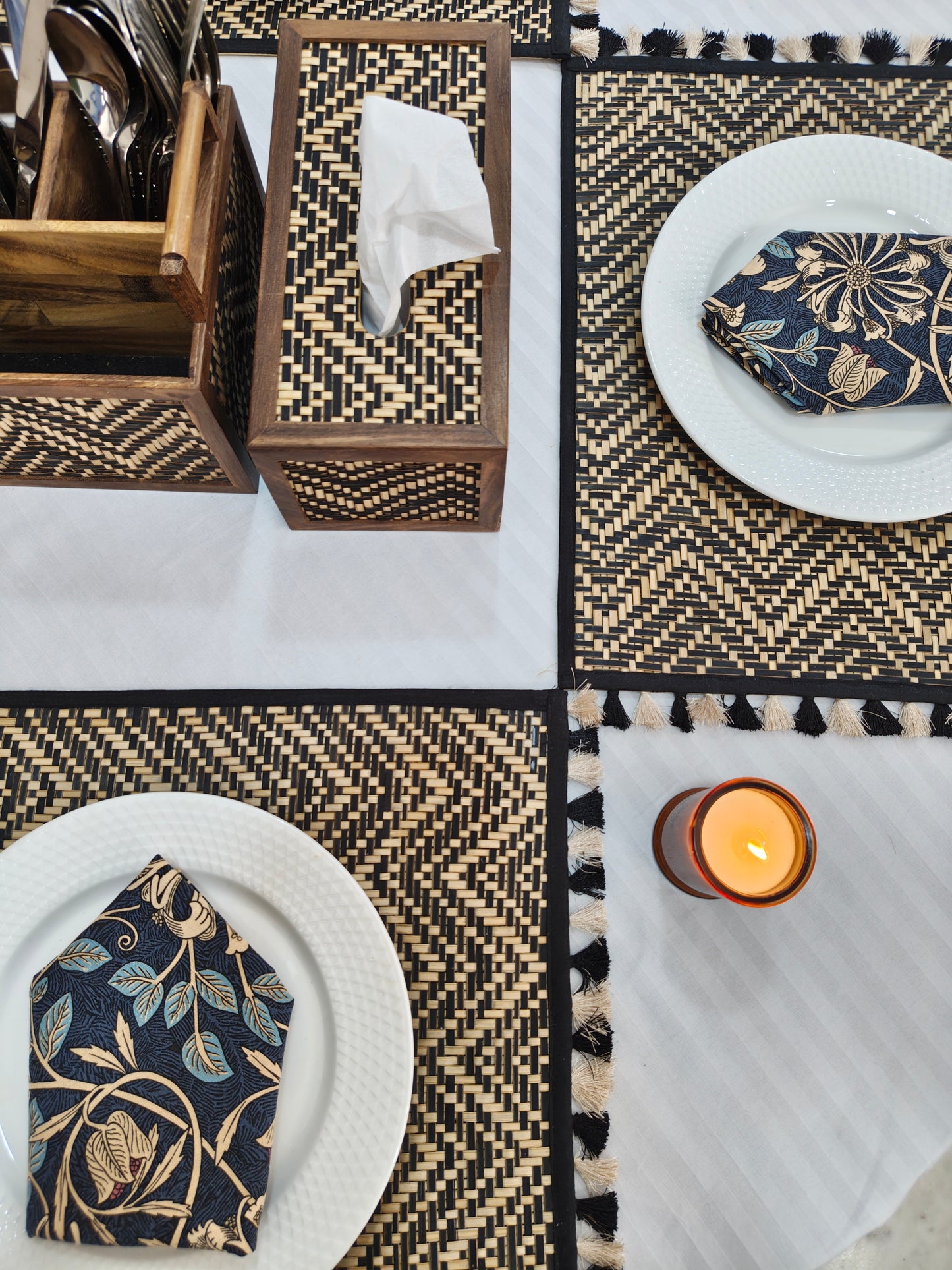 Shital Patti Placemats in Brown and Black Color Combination