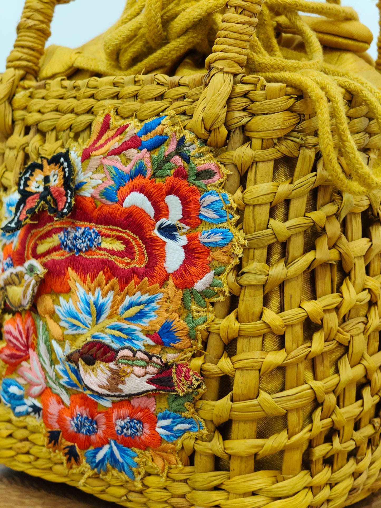 Water Reed Yellow Small Handbag with Embroidery