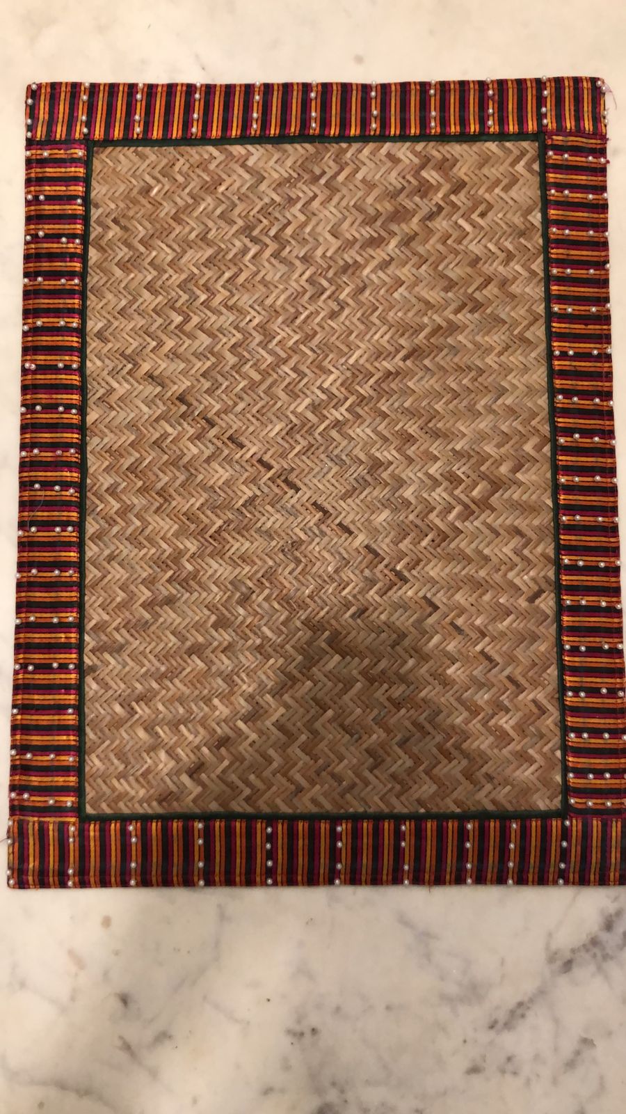 Sheetal Patti Placemats with Multi Color Border and Pearls