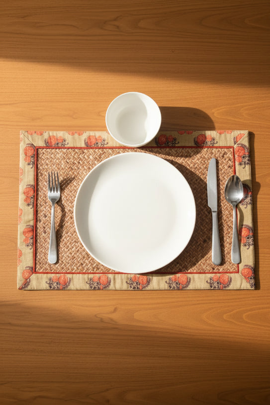 Sheetal Patti Placemats with Light Brown Color Designer Border