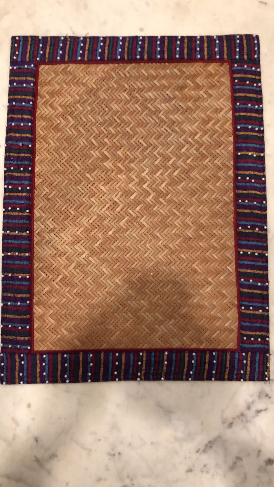 Sheetal Patti Placemats with Multi Color Border and Pearls
