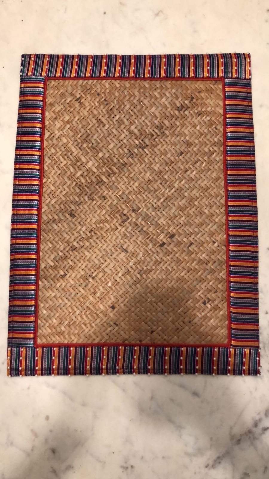 Sheetal Patti Placemats with Multi Color Border and Pearls
