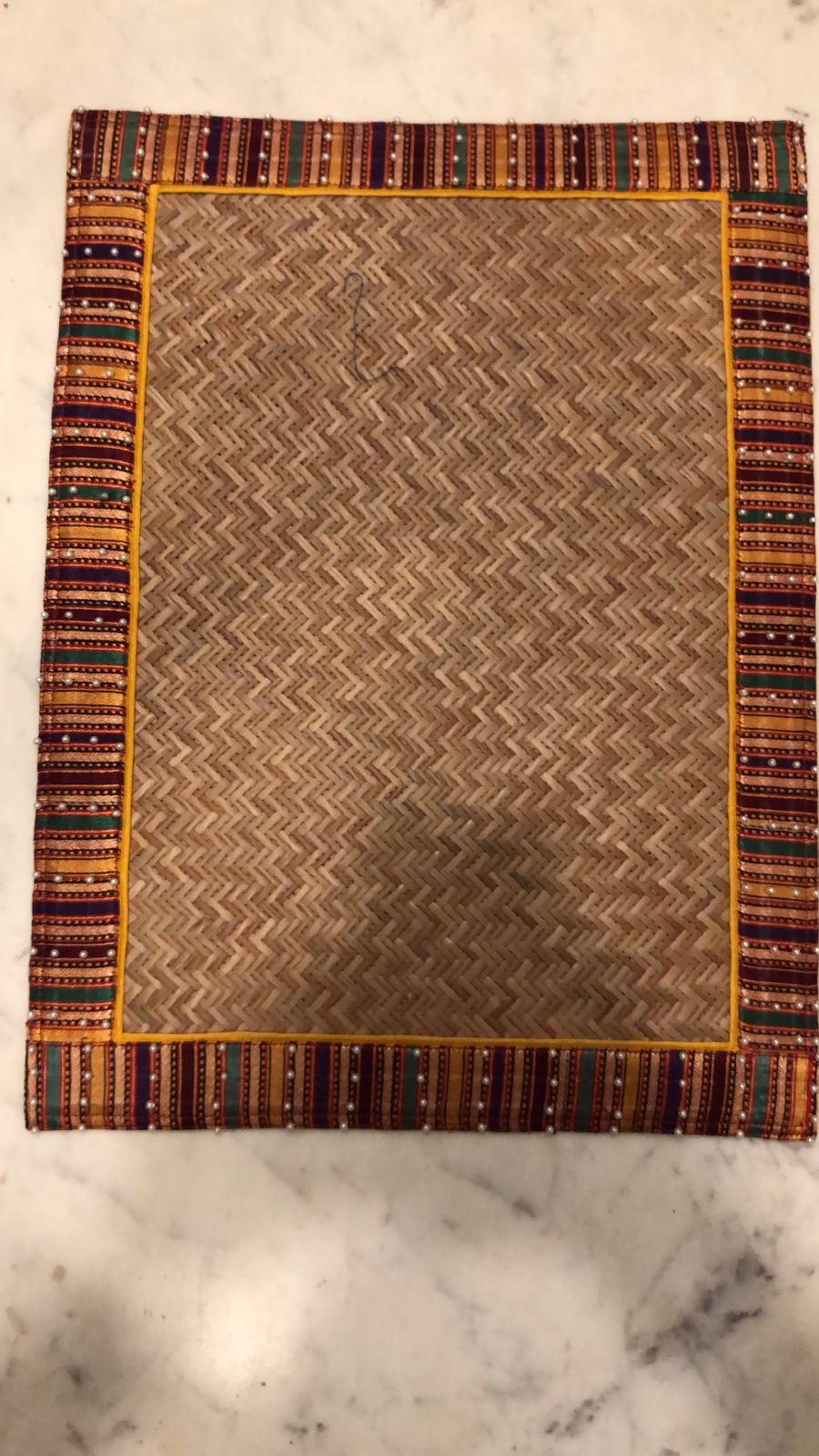 Sheetal Patti Placemats with Multi Color Border and Pearls