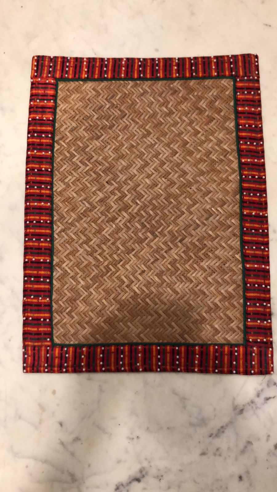 Sheetal Patti Placemats with Multi Color Border and Pearls