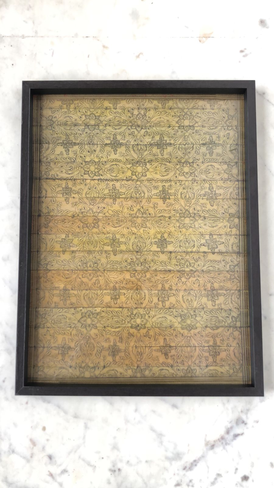 Trays with Palm Leaf Etching, Golden Color