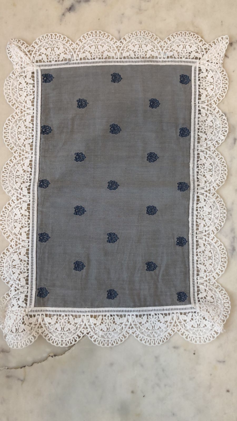 Victorian Embroidery on Silk Edge with Very Fine Lace Placemats
