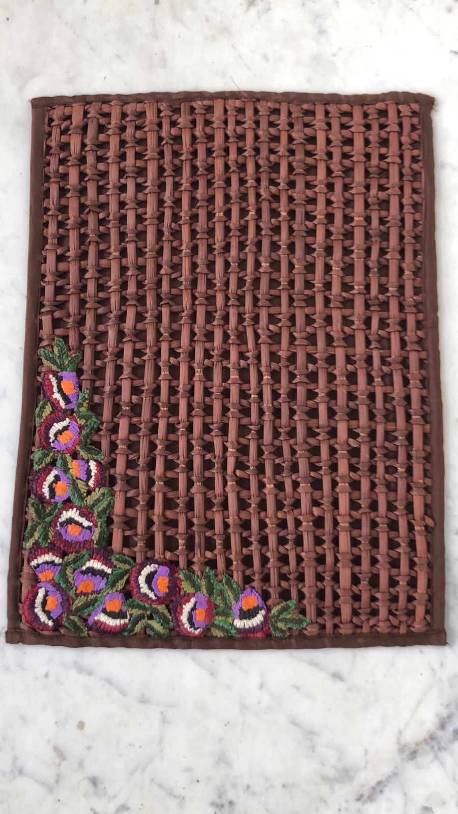 Water Reed Brown Placemats with Embroidery