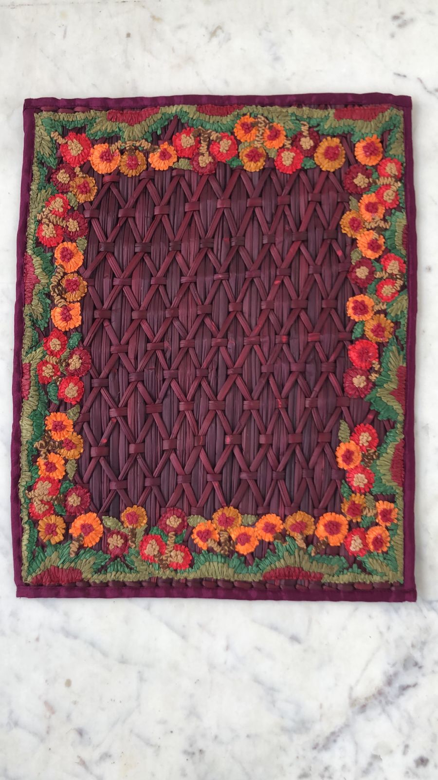 Water Reed Red Placemats with Embroidery
