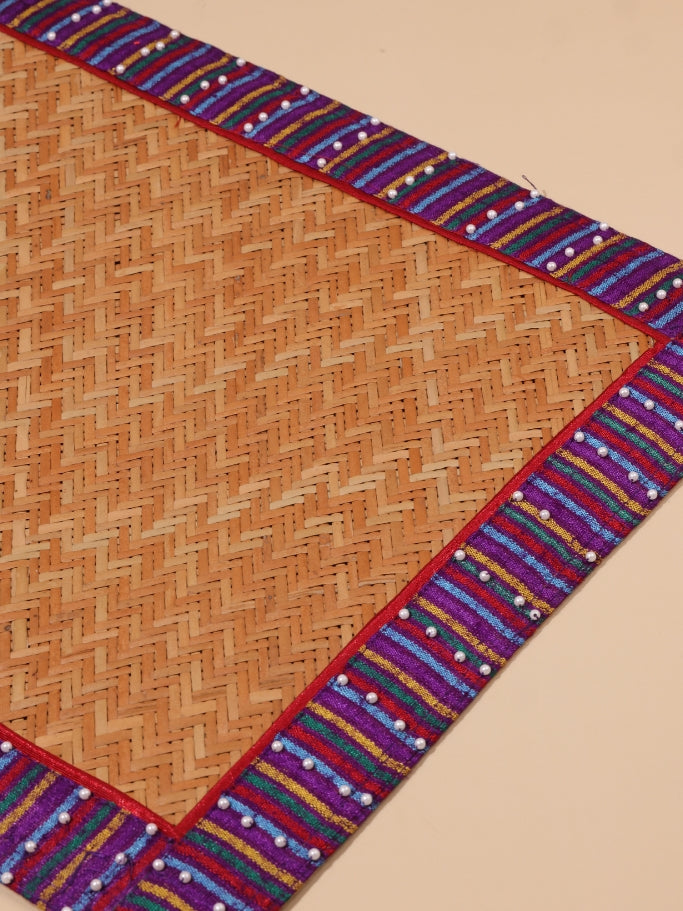 Sheetal Patti Placemats with Multi Color Border and Pearls