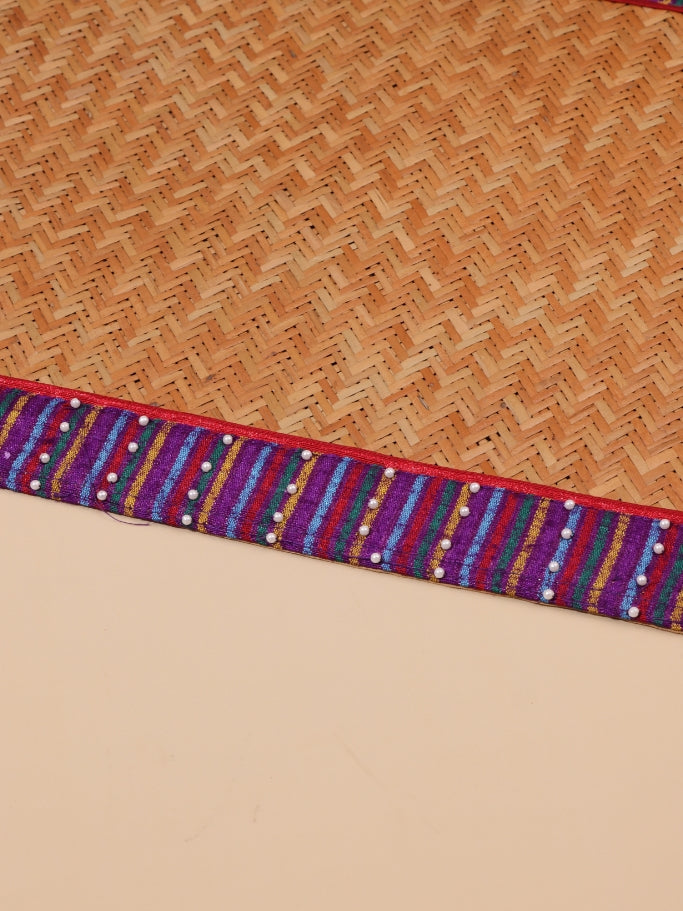 Sheetal Patti Placemats with Multi Color Border and Pearls