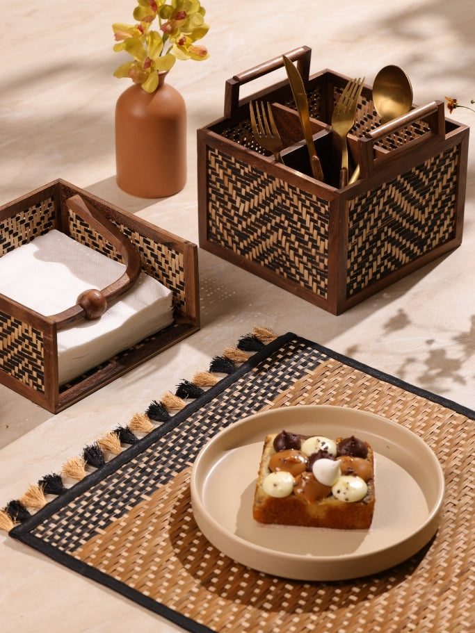 Shital Patti Placemats in Brown and Black Color Combination