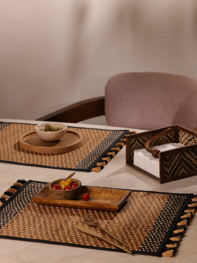 Shital Patti Placemats in Brown and Black Color Combination