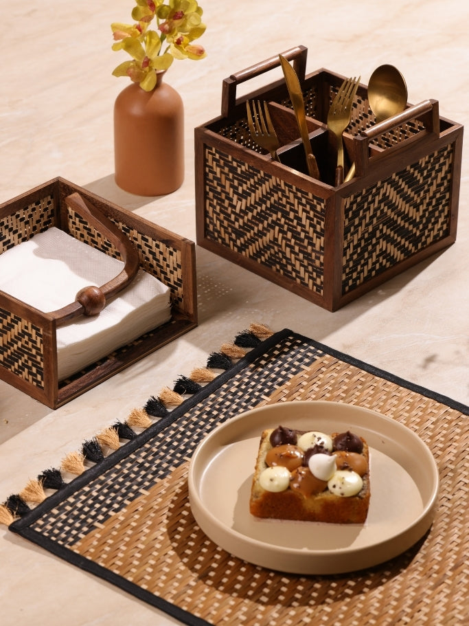 Shital Patti Placemats in Brown and Black Color Combination