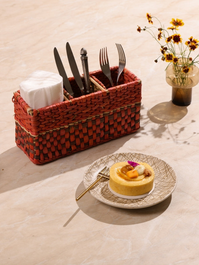 Water Reed Tissue Box (Brown & Orange Color)