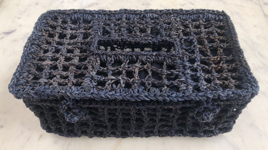 Banana Fiber Tissue Box, Navy Blue Color