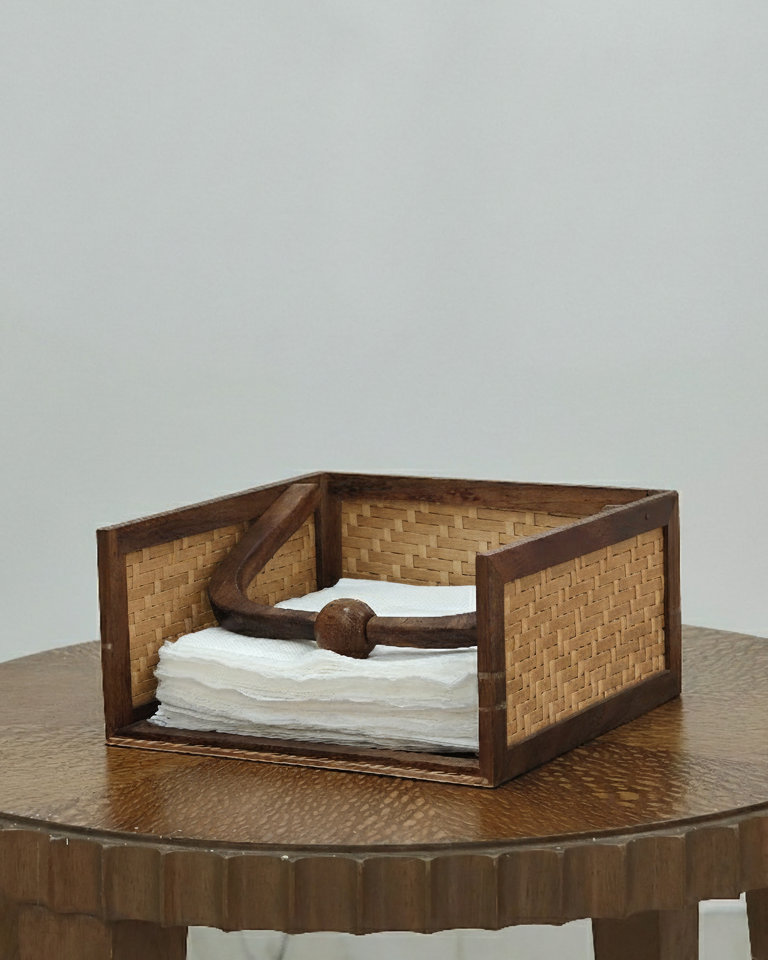 Shital Patti Napkin Holder (Brown & Cream Color)