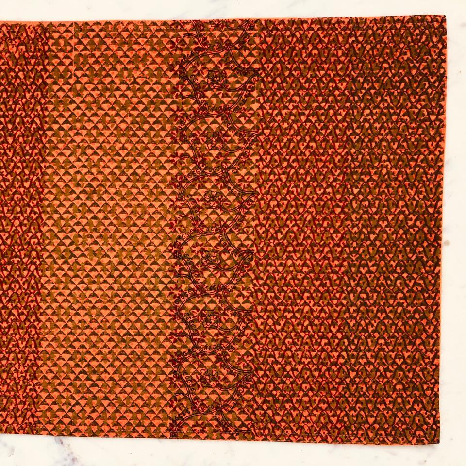 Hand Block Printed Placemats, Orange Color