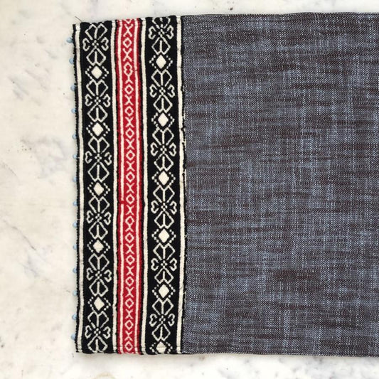 Hand Woven Placemats with Embroidered Borders. Black Color