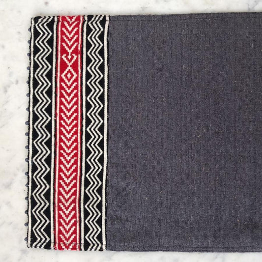 Hand Woven Placemats with Embroidered Borders. Black Color