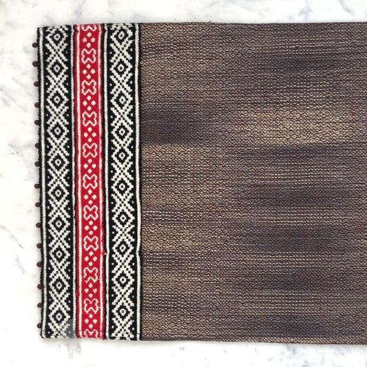 Hand Woven Placemats with Embroidered Borders. Dark Brown Color