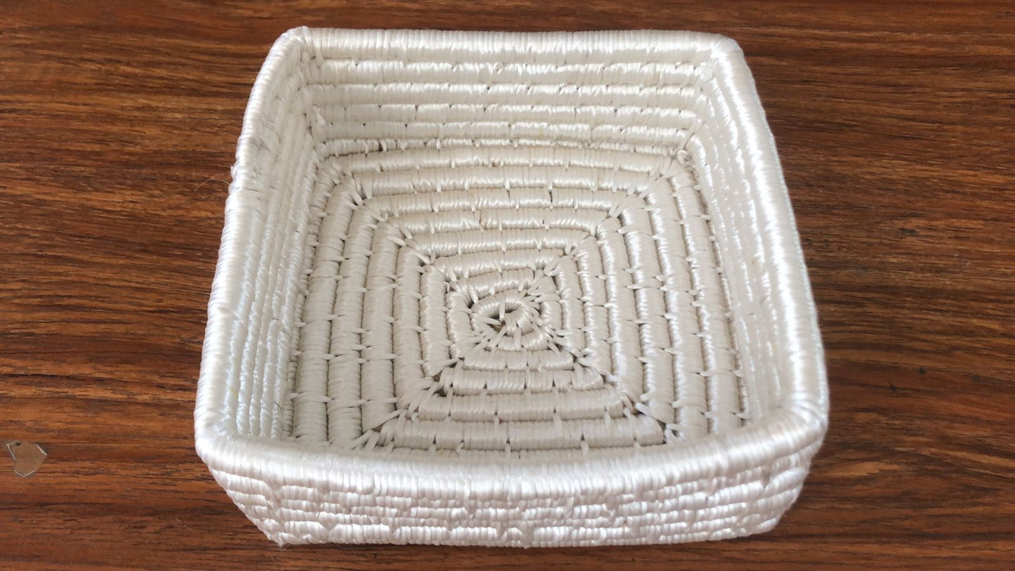 Handmade Natural Fiber Trays, White Color