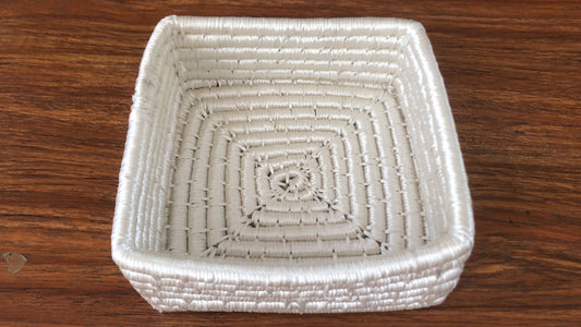 Handmade Natural Fiber Trays, White Color