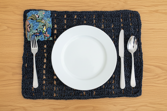 Banana Fiber Blue Placemats with Embroidery