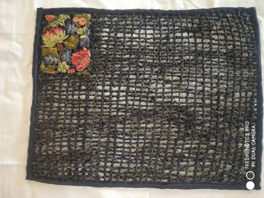 Banana Fiber Blue Placemats with Embroidery