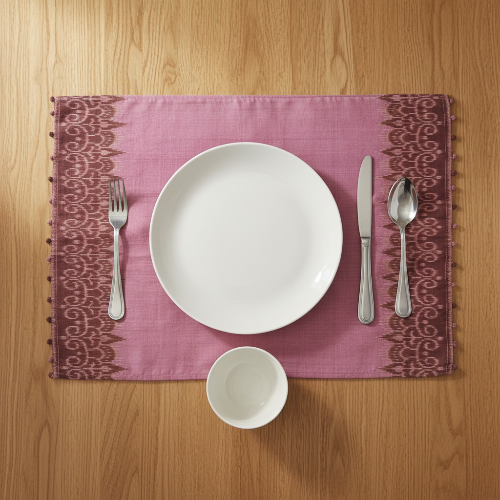 Ikat Placemats Brown & Pink Color