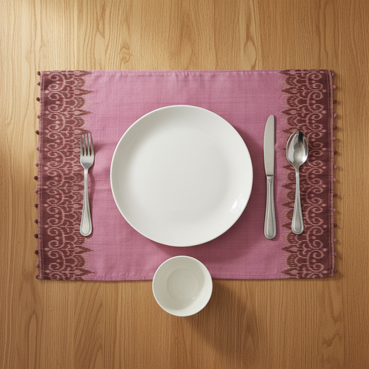 Ikat Placemats Brown & Pink Color