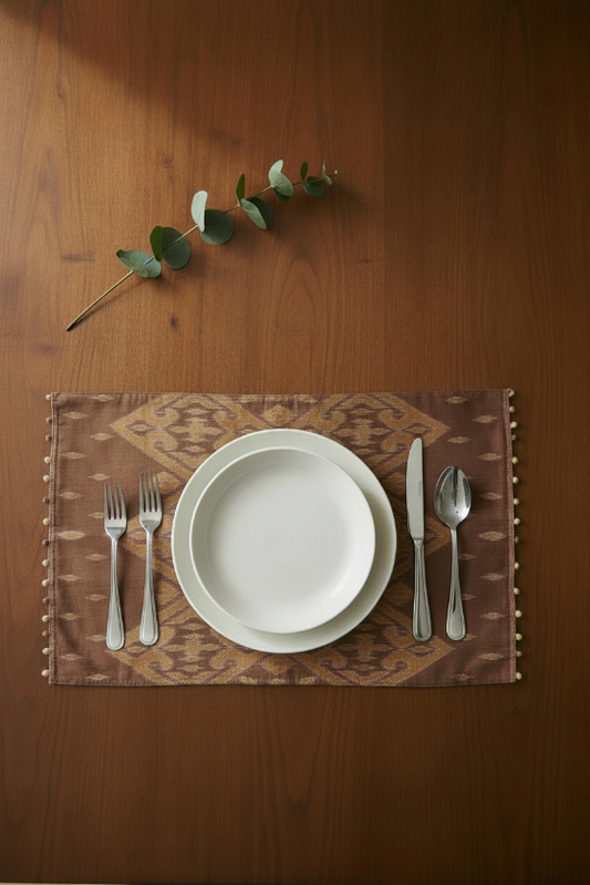 Ikat Placemats Dark Brown & Light Brown Color