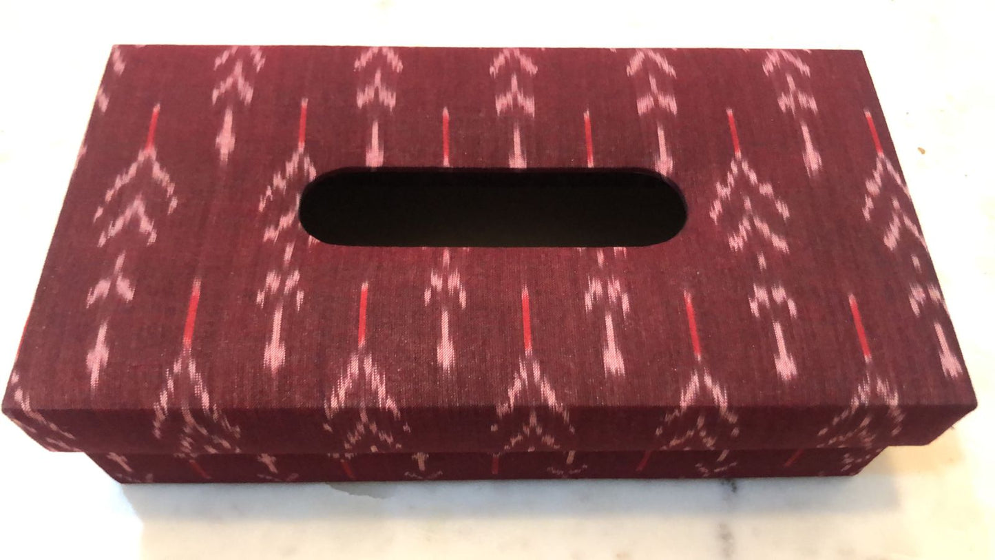 Ikat Tissue Boxes, Red Color