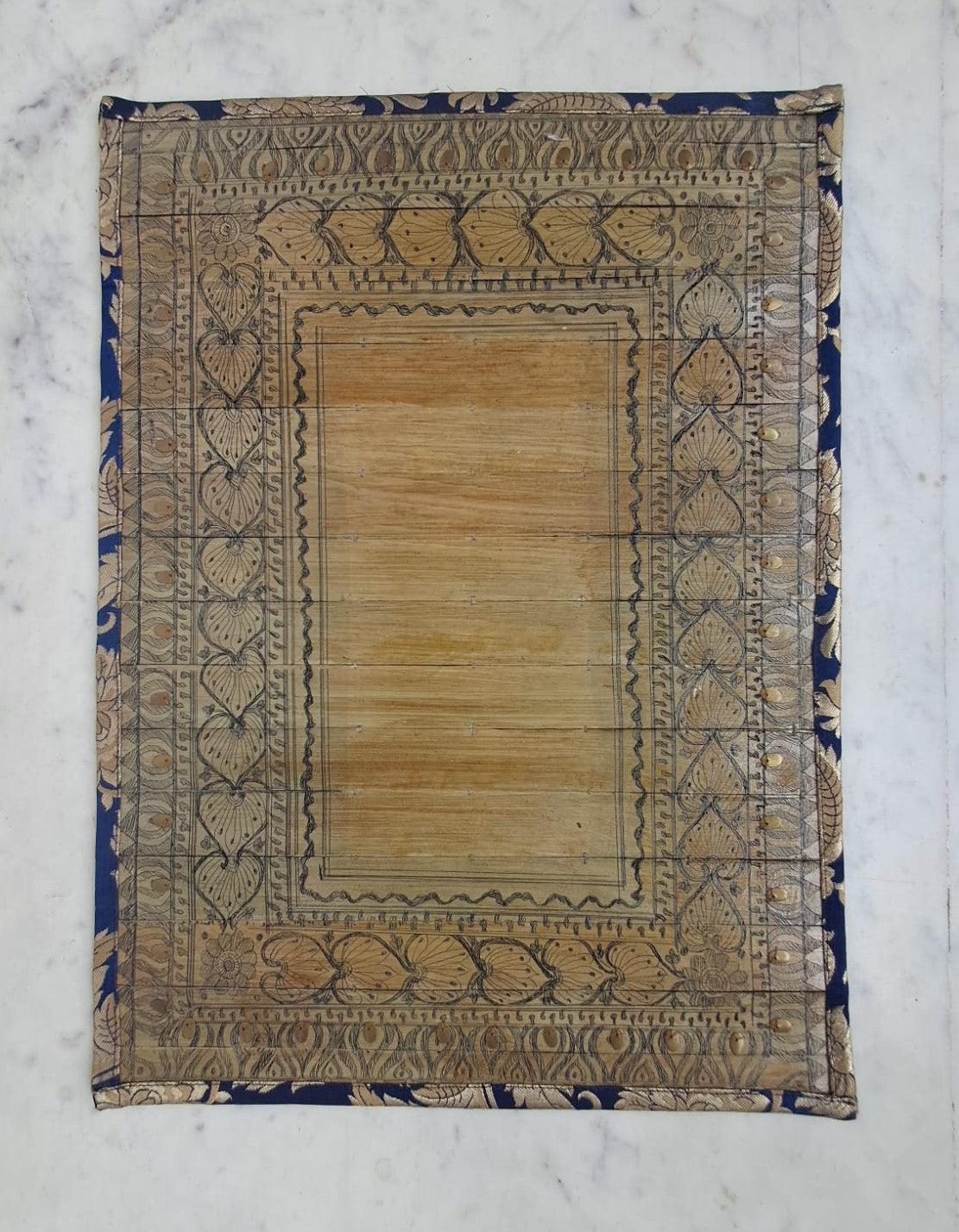 Palm Leaf Placemats with Blue & Golden Colored Border.