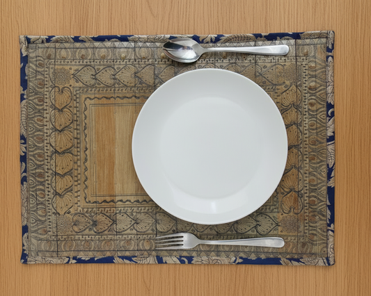 Palm Leaf Placemats with Blue & Golden Colored Border.