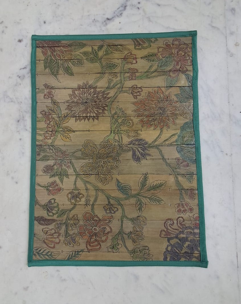 Palm Leaf Placemats with Green Colored Border. With Design on Full Placemat.