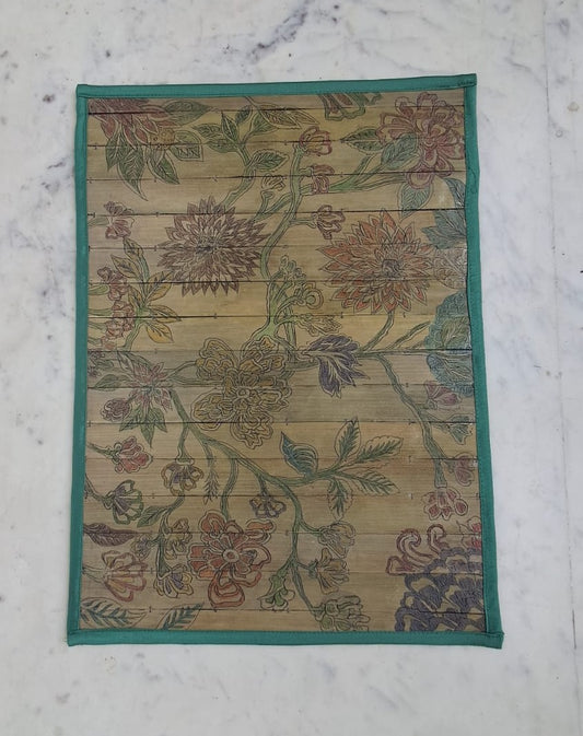 Palm Leaf Placemats with Green Colored Border. With Design on Full Placemat.