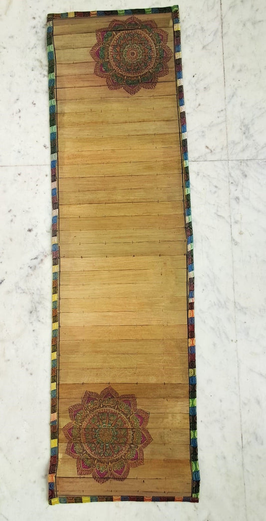 Palm Leaf Runner with Multi Color Border. With Colorful Design in Corner Side.