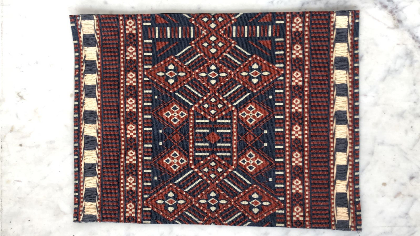 Handloom Placemats (Maroon Print with Embroidery with Black & Cream)