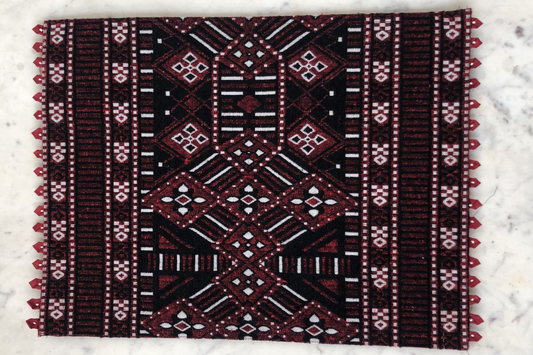 Handloom Placemats (Maroon Print with Red Border with Pearl)
