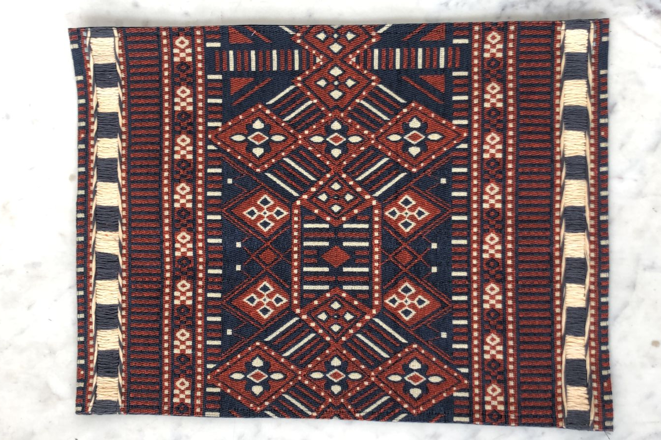 Handloom Placemats (Maroon Print with Embroidery with Black & Cream)