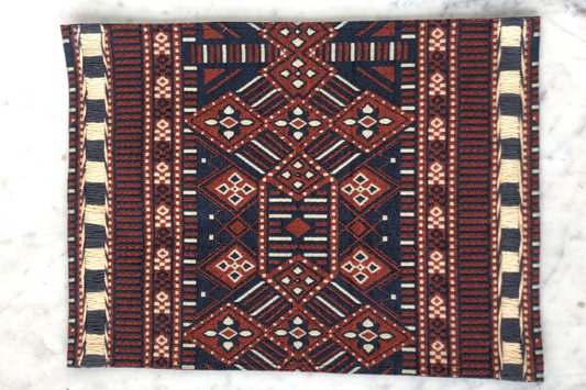 Handloom Placemats (Maroon Print with Embroidery with Black & Cream)