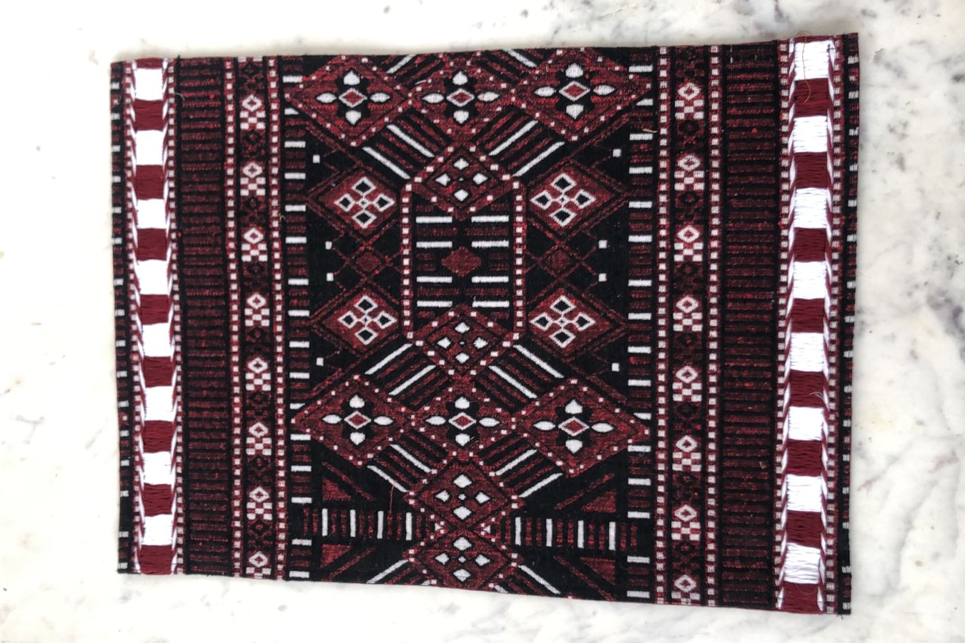 Handloom Placemats (Maroon Print with Embroidery with White & Marron)