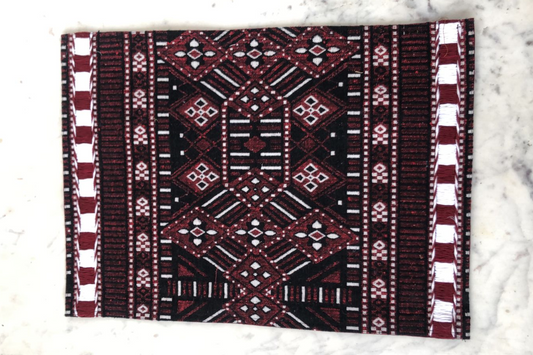 Handloom Placemats (Maroon Print with Embroidery with White & Marron)
