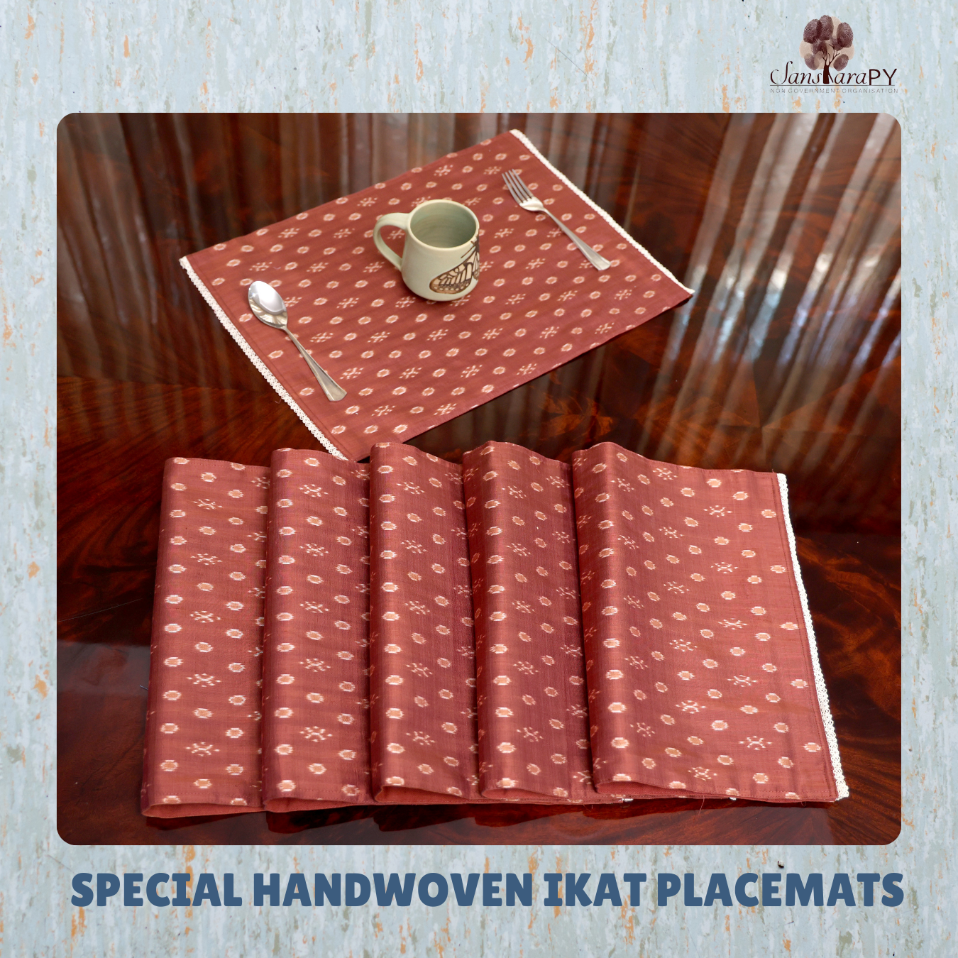 Ikat Placemats Red Color