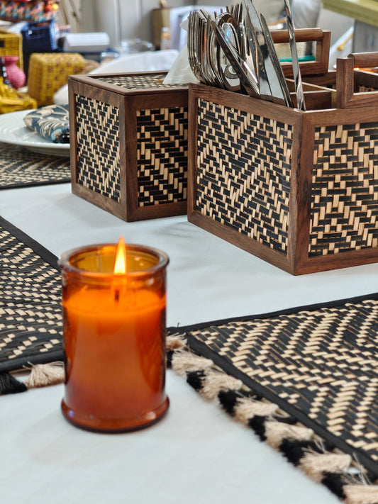 Shital Patti Placemats in Brown and Black Color Combination